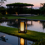 Geometric Square Outdoor Lantern with Integrated LED – Modern Waterproof Post Light