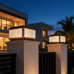 Minimalist Square Outdoor Pillar Light in Black Aluminum with LED Illumination