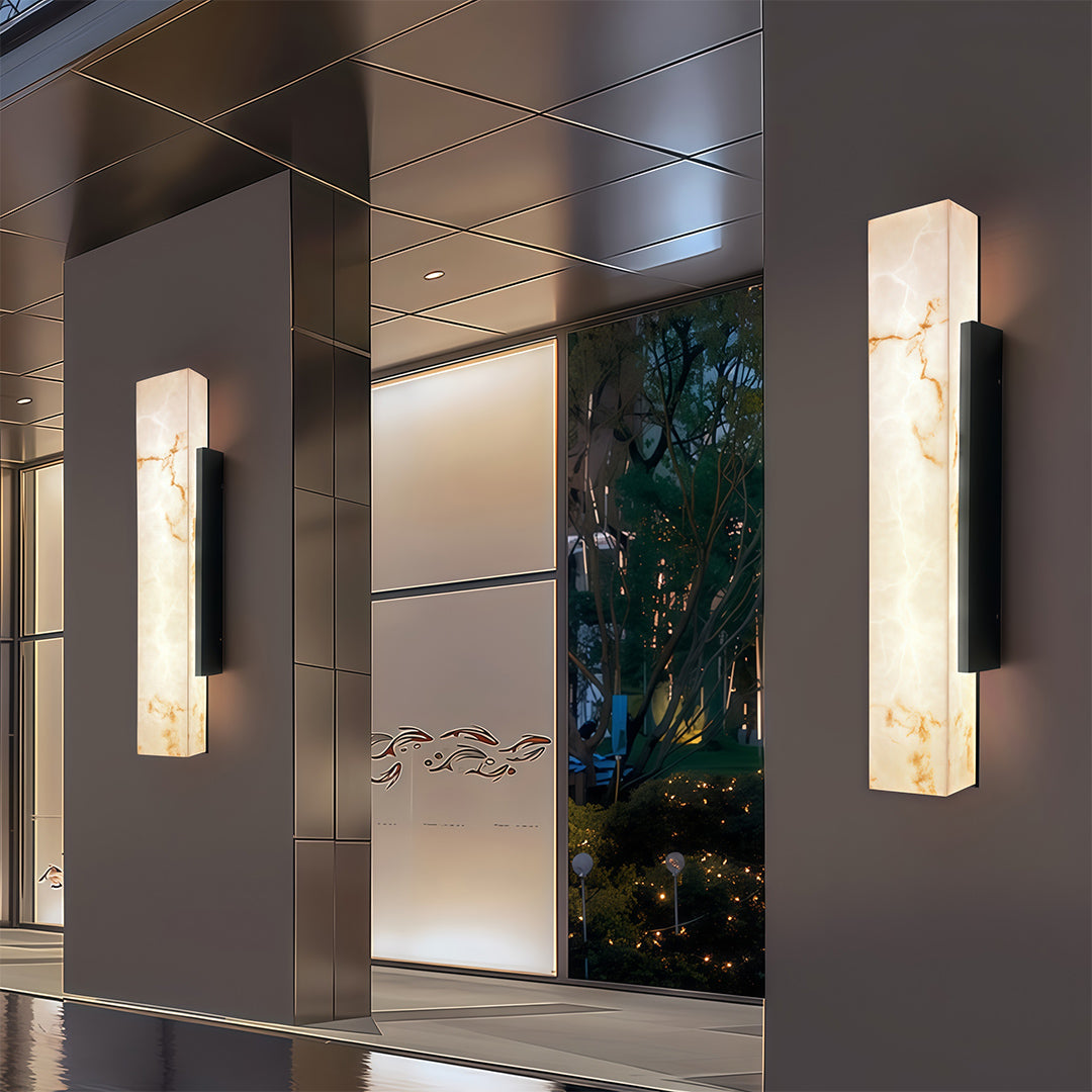 Luma Square Outdoor Wall Light in Cloud Stone Finish