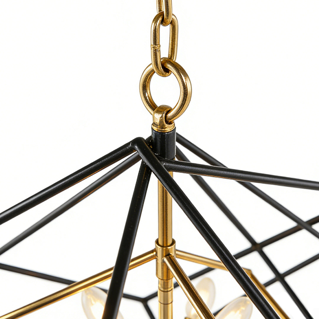 Geometric Iron and Acrylic Pendant Light with Gold Accents