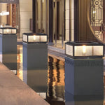 Square Ribbed Glass LED Pillar Light for Modern Outdoor Spaces