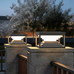 Modern Square Pillar Lights in Black Stainless Steel for Outdoor Columns
