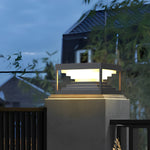 Modern Square Pillar Lights in Black Stainless Steel for Outdoor Columns