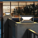 Modern Square Pillar Lights in Black Stainless Steel for Outdoor Columns