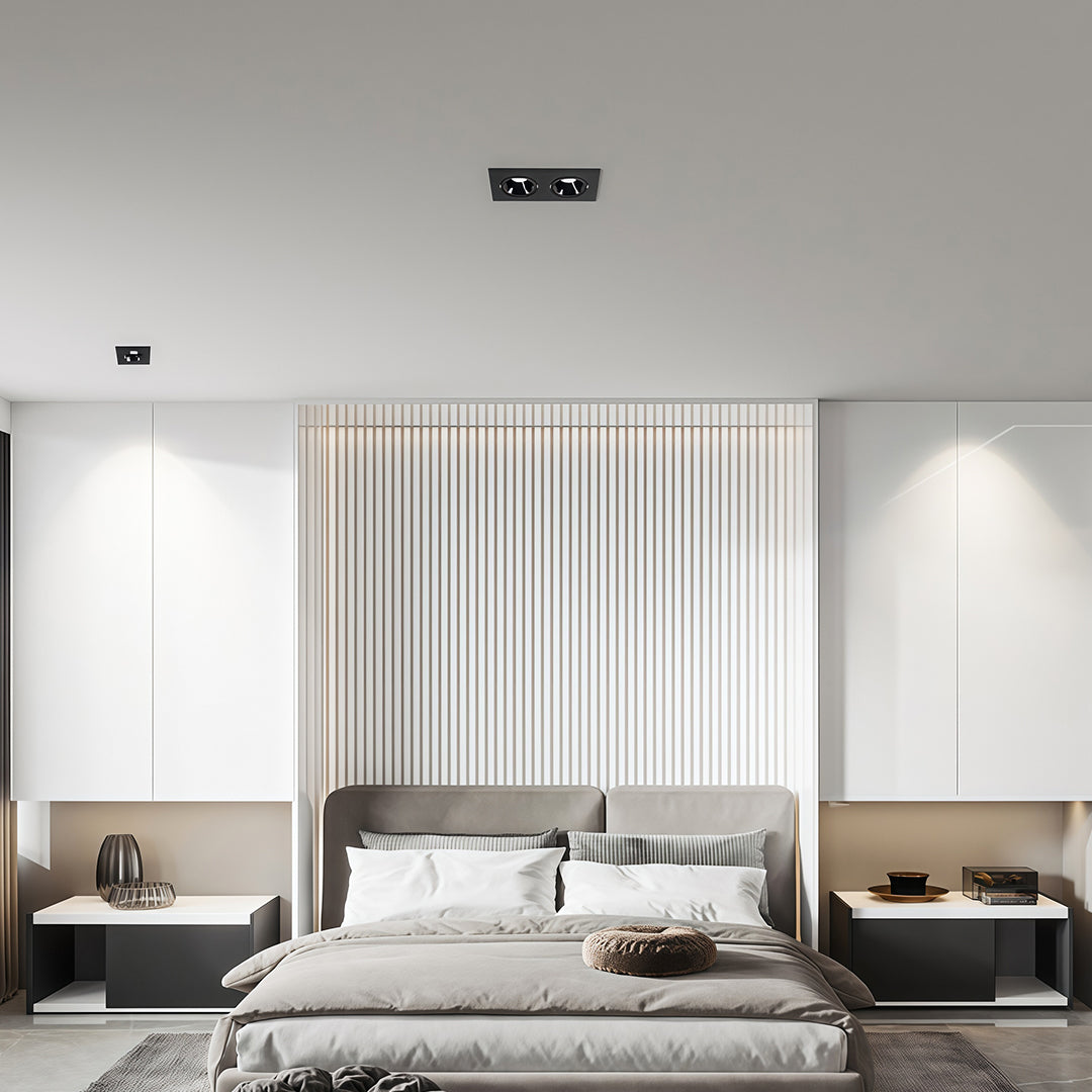 Square LED Recessed Downlight in Black or White for Modern Interiors