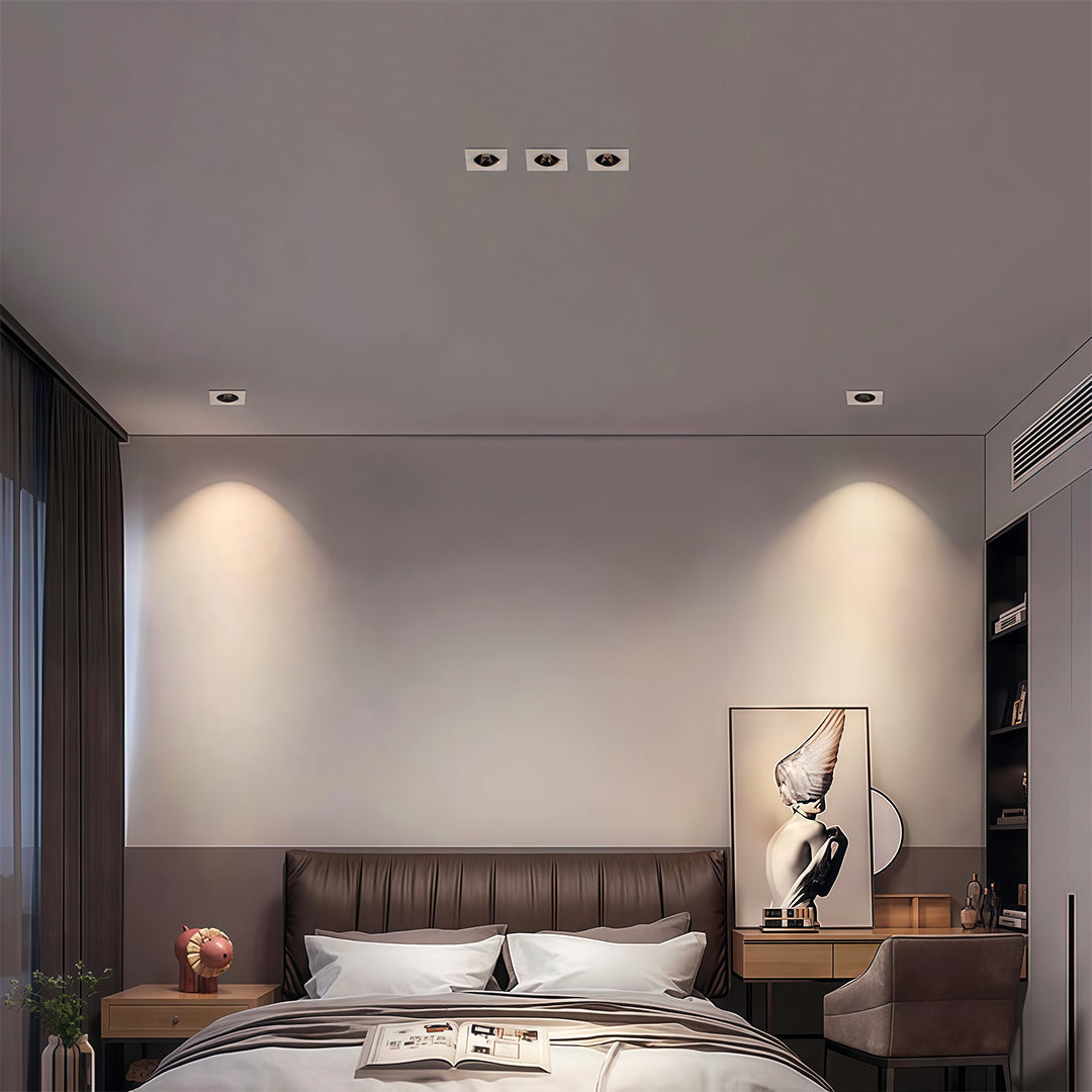 Square LED Recessed Downlight in Black or White for Modern Interiors