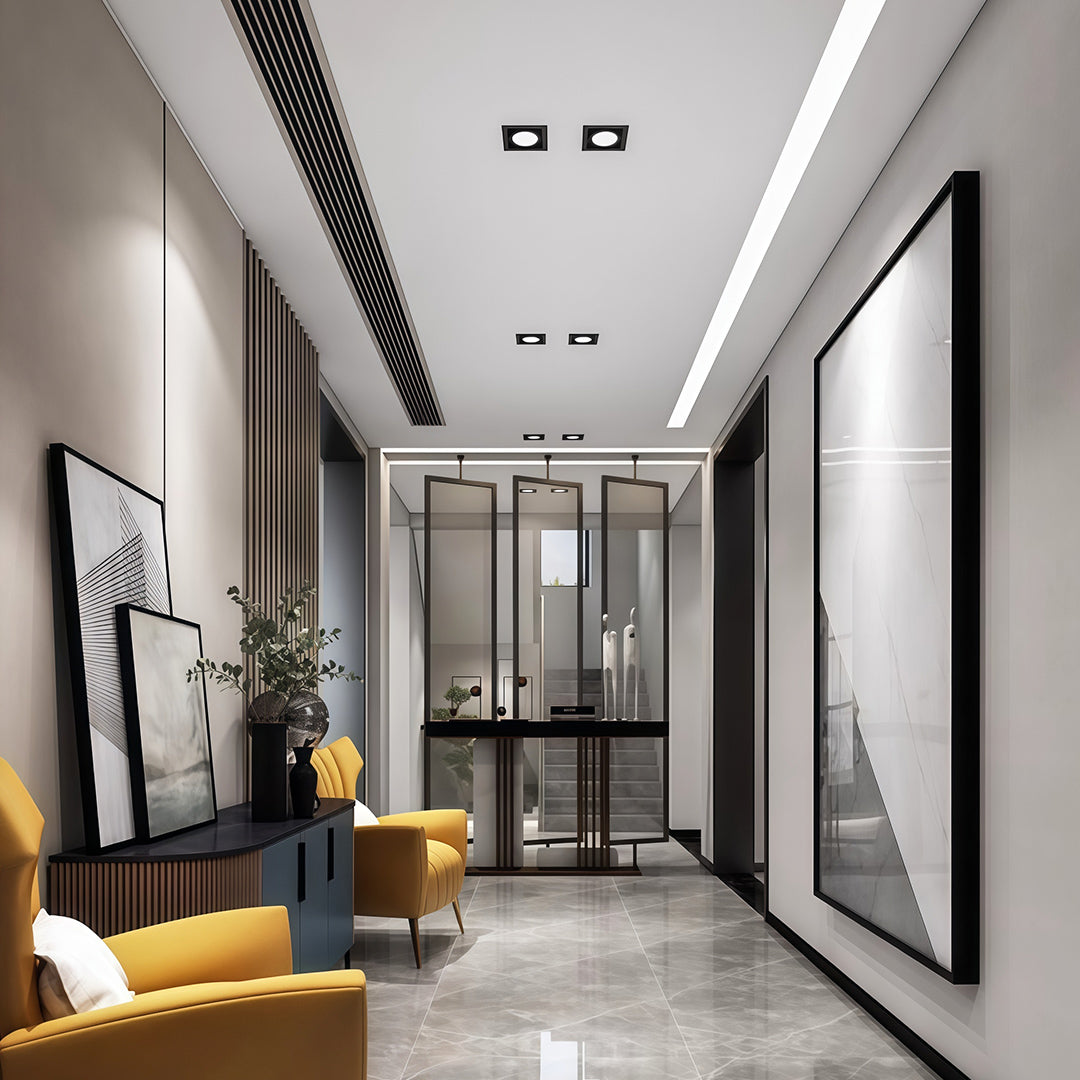 Square LED Recessed Downlight in Black or White for Modern Interiors