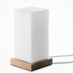 Nordic Wooden Cube Table Lamp with Frosted Glass and Rechargeable LED