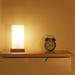 Nordic Wooden Cube Table Lamp with Frosted Glass and Rechargeable LED