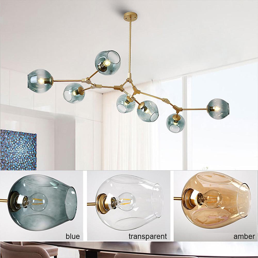 Globe Sputnik Industrial Glass Chandelier Modern Lighting With Customizable Color Shades