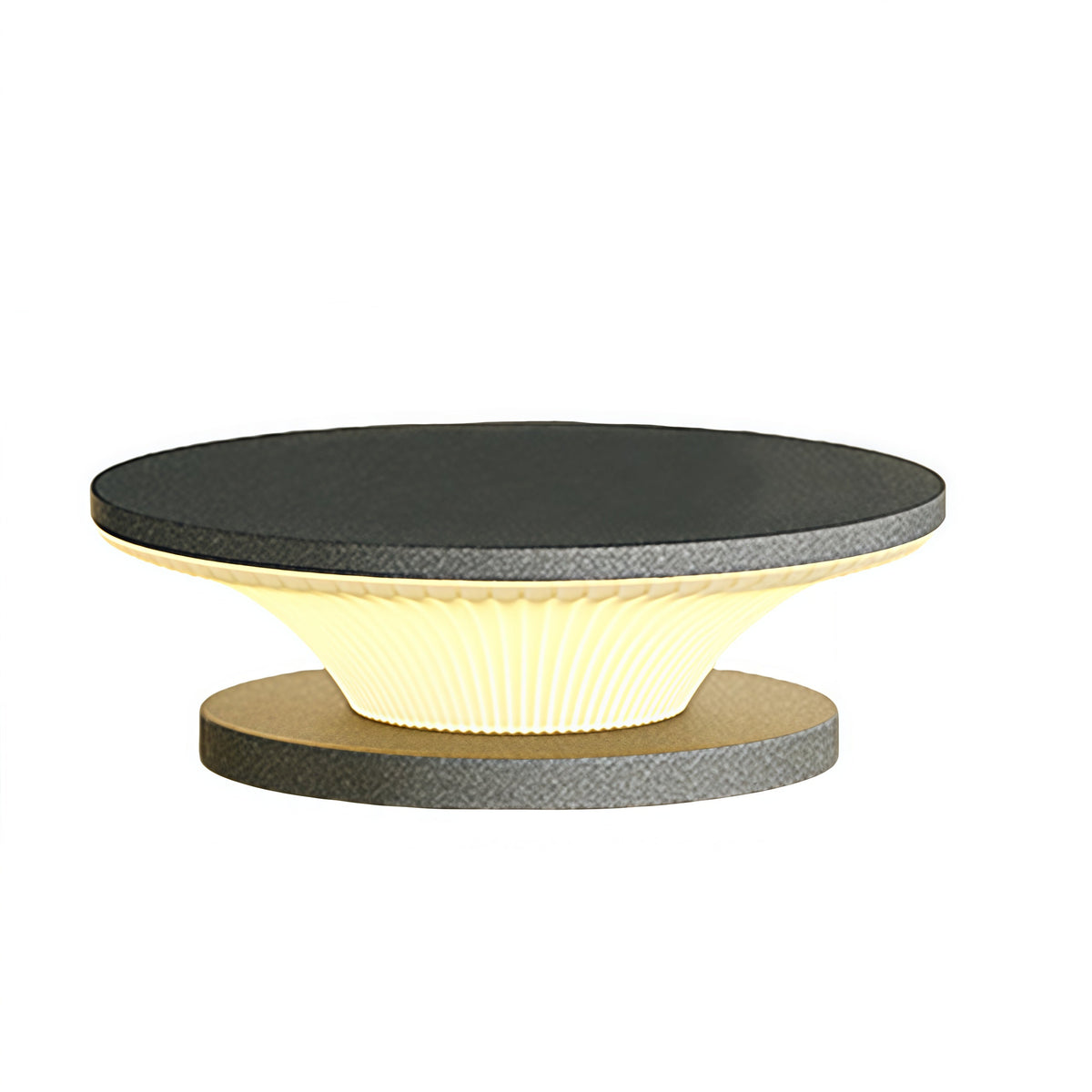 Modern Round Outdoor Pillar Lights in Black Stainless Steel