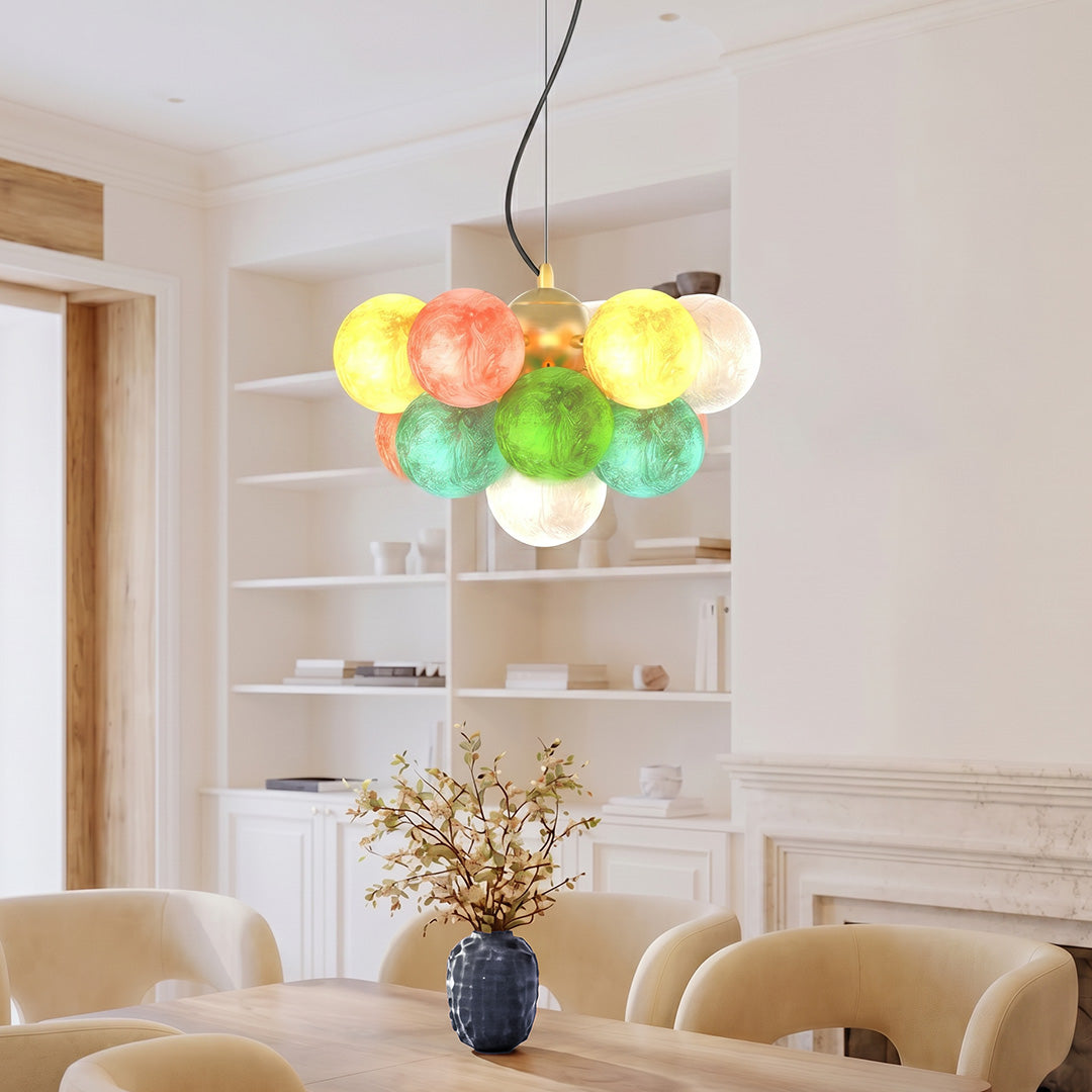 Artisan Stained Glass Chandelier with Warm LED Illumination