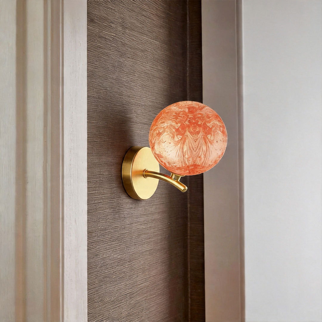 Artisan Stained Glass Wall Sconce with Gold Metal Frame