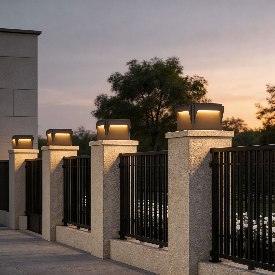 Modern Stainless Steel Outdoor Pillar Light, Minimalist Black LED Post Light