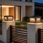 Modern Stainless Steel Outdoor Pillar Light, Minimalist Black LED Post Light