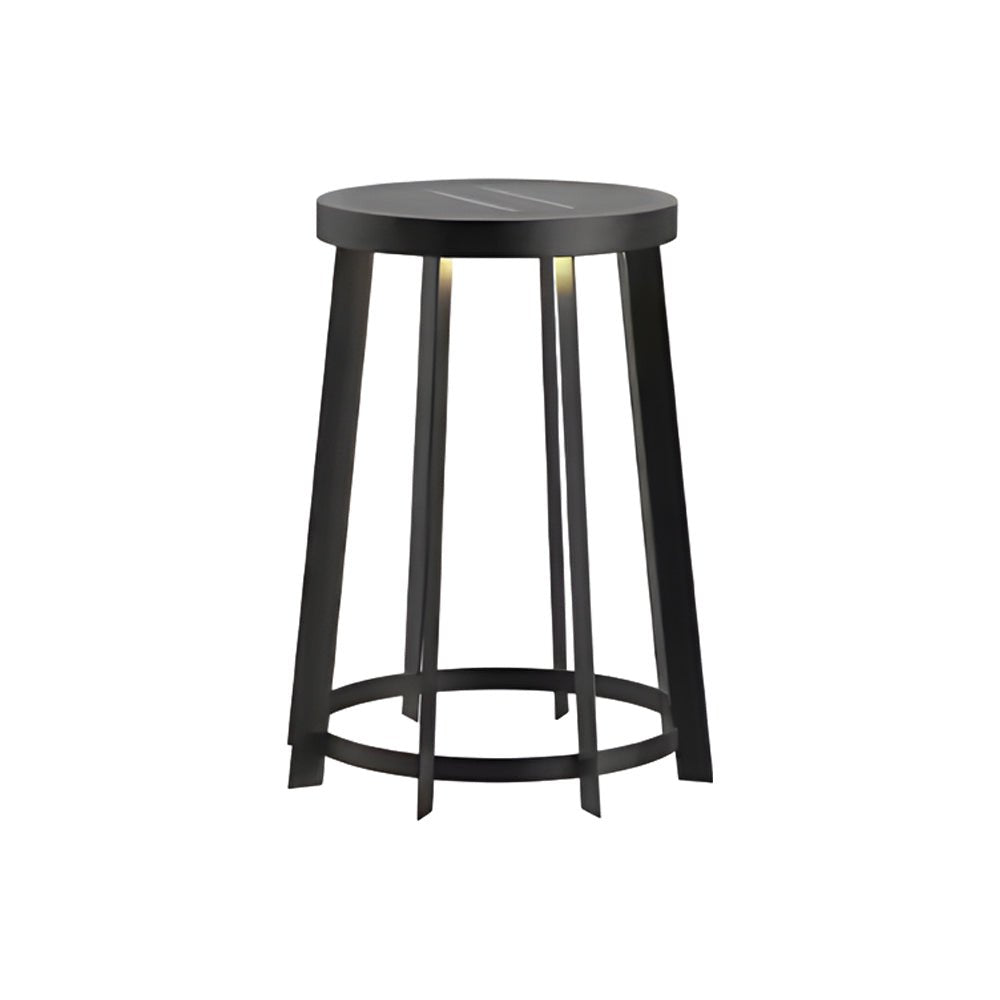 Luma Round Solar Stool Light with LED Illumination for Patio and Garden