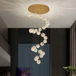 Luxury Crystal Staircase Chandelier with Gold Iron Frame, Modern High Ceiling Light