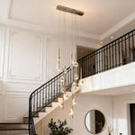 Crystal Cascade Staircase Chandelier in Gold Aluminum