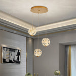 Luxury Crystal Staircase Chandelier with Gold Iron Frame, Modern High Ceiling Light