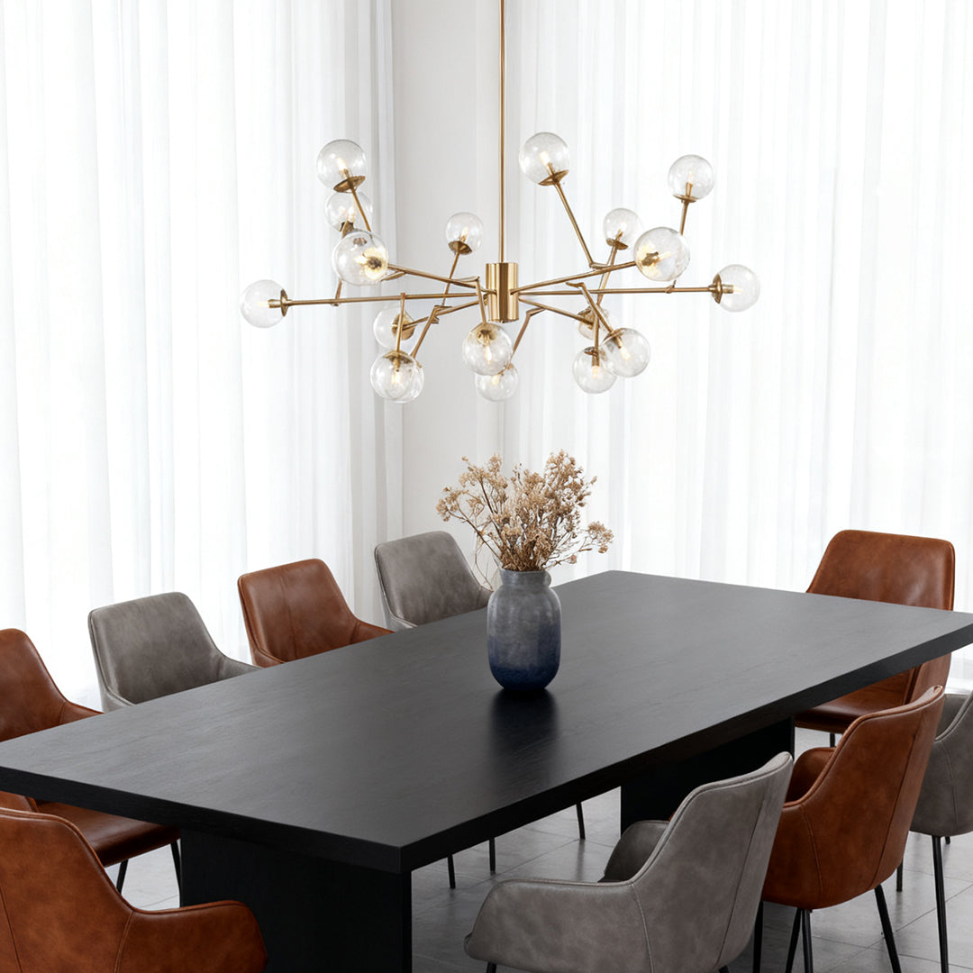 Bubble Sputnik Chandelier with Clear Glass Globes in Gold Finish