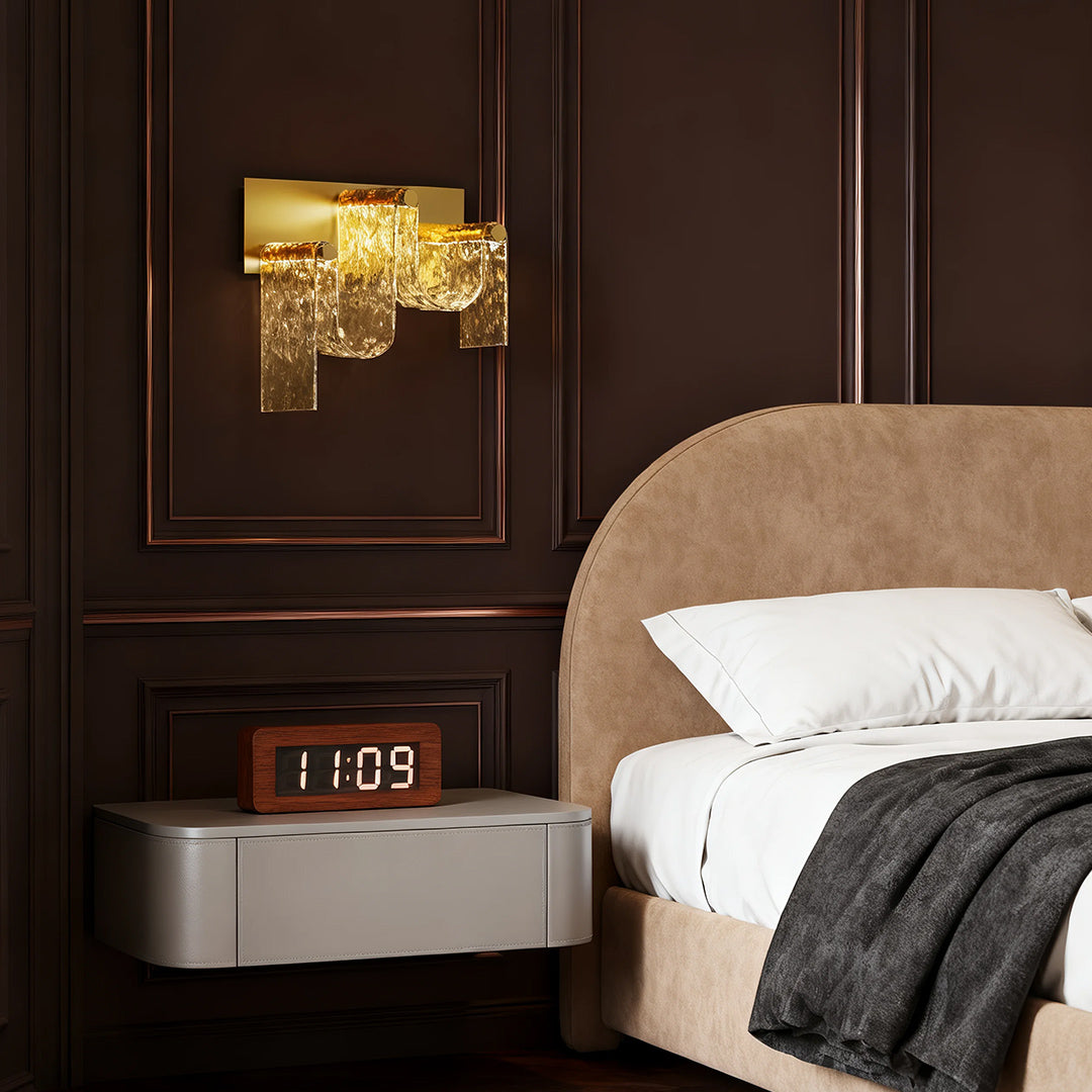 Aurelia Gold LED Wall Sconce with Amber Glass – Italian Modern