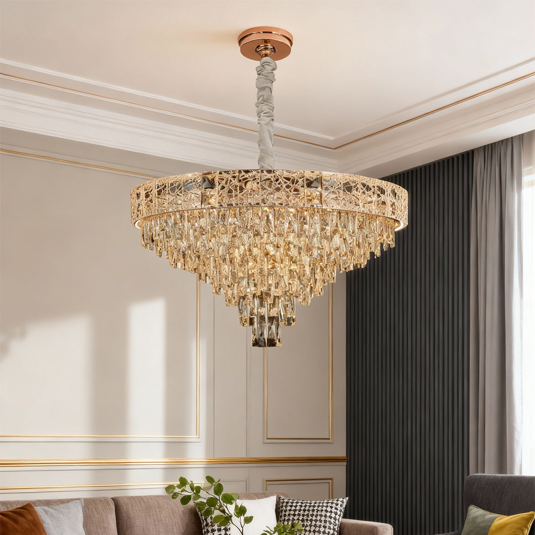 Aurelia Crystal Chandelier – European Luxury Gold Pendant Light
