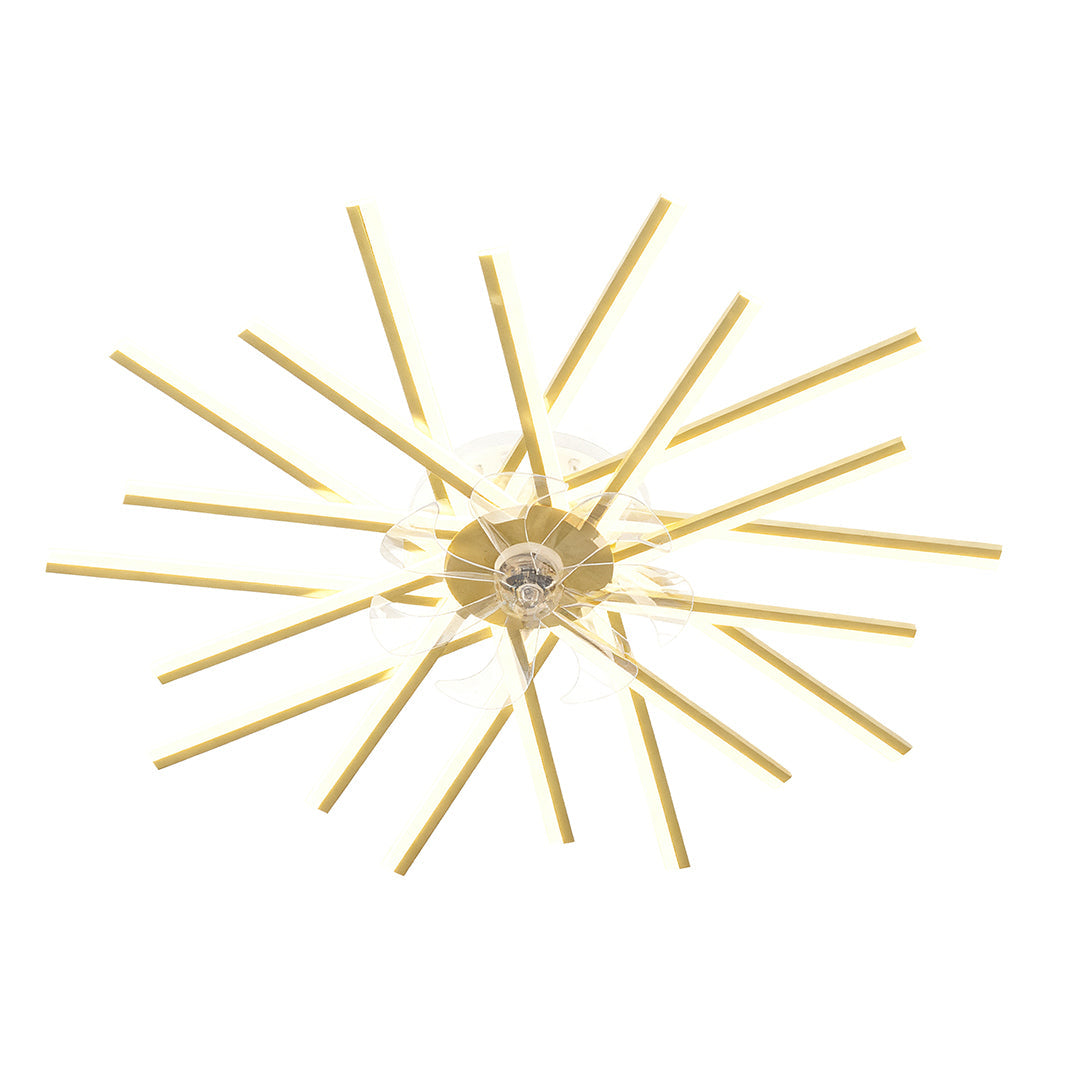 Aurelia Iron Ceiling Fan with Dimmable LED Light – Modern Flush Mount