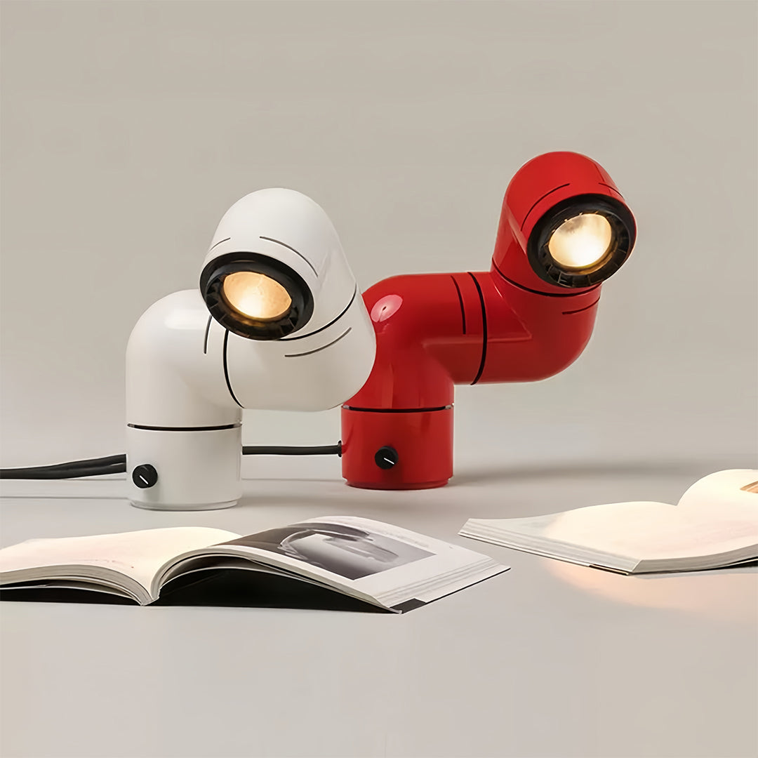 Modern Rotating Pipe Table Lamp with LED Warm Light