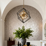 Geometric Iron and Acrylic Pendant Light with Gold Accents