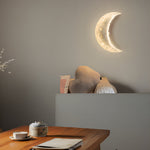 Modern Minimalist Crescent Moon LED Wall Sconce in White Resin