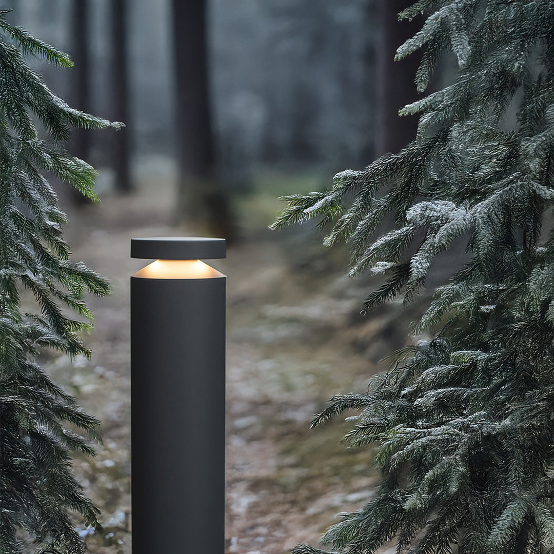 Modern Outdoor Bollard Light for Pathways | Sand-Gray Aluminum LED