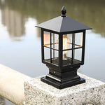 Stone Pillar Outdoor LED Light in Black – Solar & Hardwired Garden Post Lantern