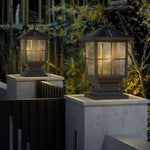 Stone Pillar Outdoor LED Light in Black – Solar & Hardwired Garden Post Lantern