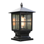 Stone Pillar Outdoor LED Light in Black – Solar & Hardwired Garden Post Lantern
