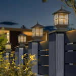Stone Pillar Outdoor LED Light in Black – Solar & Hardwired Garden Post Lantern