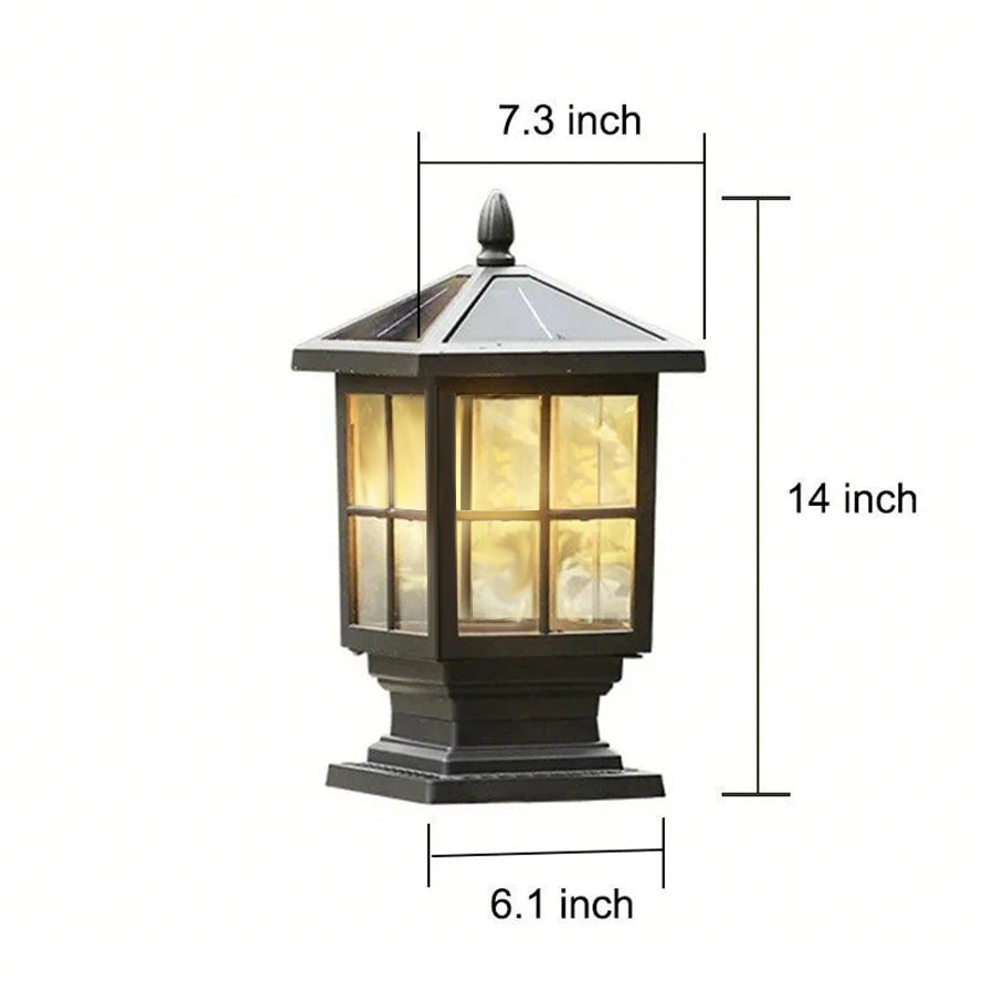 Stone Pillar Outdoor LED Light in Black – Solar & Hardwired Garden Post Lantern
