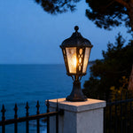 Aria Black Aluminum Post Light with Clear Glass Shade – Weatherproof Outdoor Pillar Lamp