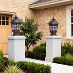 Pillar Garden Light in Chestnut Aluminum with Clear Glass Shade