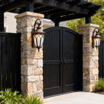 Chestnut Aluminum Outdoor Wall Sconce with Clear Glass Shade