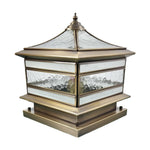 Retro Copper Stone Pillar Solar Post Light, Waterproof Outdoor Fence Lamp