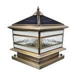 Retro Copper Stone Pillar Solar Post Light, Waterproof Outdoor Fence Lamp