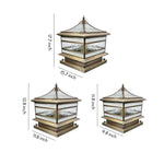 Retro Copper Stone Pillar Solar Post Light, Waterproof Outdoor Fence Lamp
