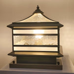 Retro Copper Stone Pillar Solar Post Light, Waterproof Outdoor Fence Lamp