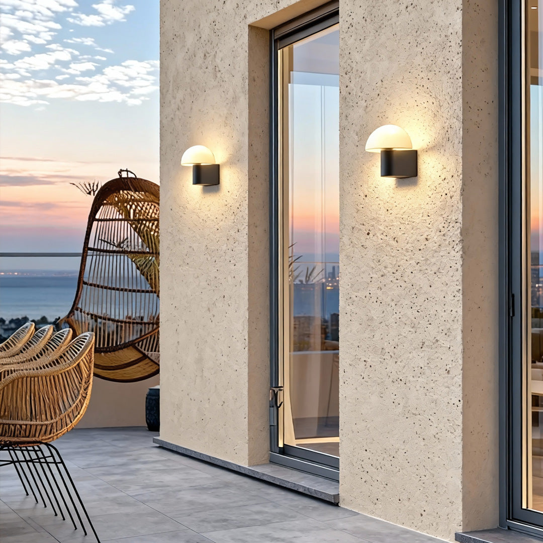 Modern Outdoor Wall Sconce with Glass Shade for Patio and Garden