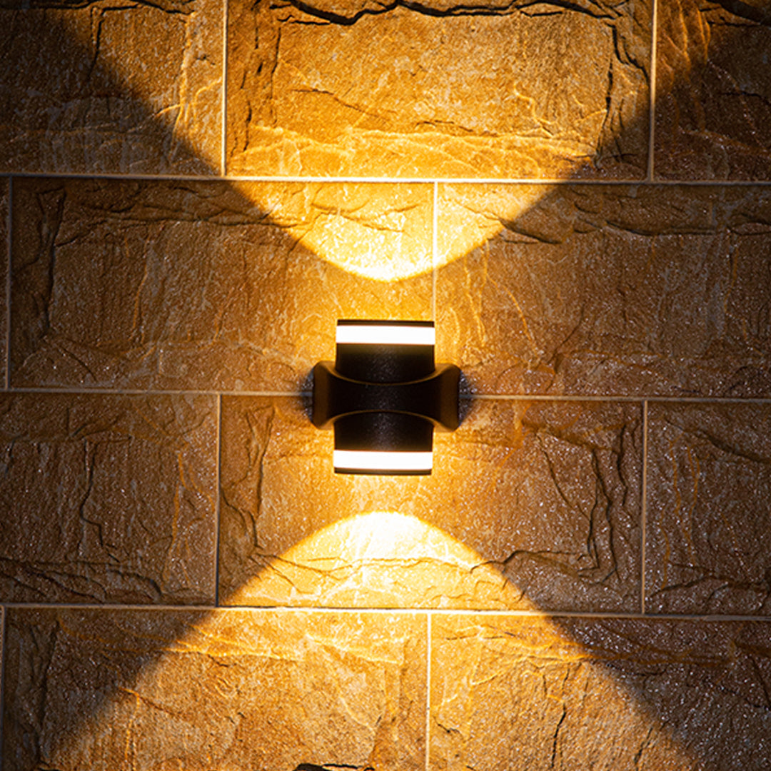 Modern Black Outdoor Wall Light with LED Up and Down Illumination