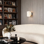 Modern Stone Wall Sconce with Marble Shade and Aluminum Frame