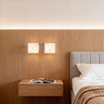 Modern Stone Wall Sconce with Marble Shade and Aluminum Frame