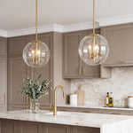 Lumina Clear Glass Globe Pendant Light in Gold
