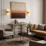 Italian Brass Up and Down Moon Wall Sconce with Marble Shade