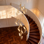 Luxury Linear LED Staircase Chandelier in Gold Aluminum